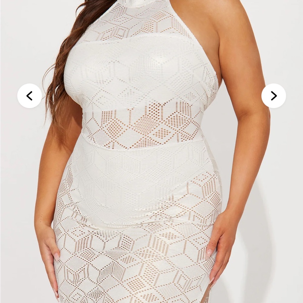 Fashion Nova White Geometric Maxi Dress